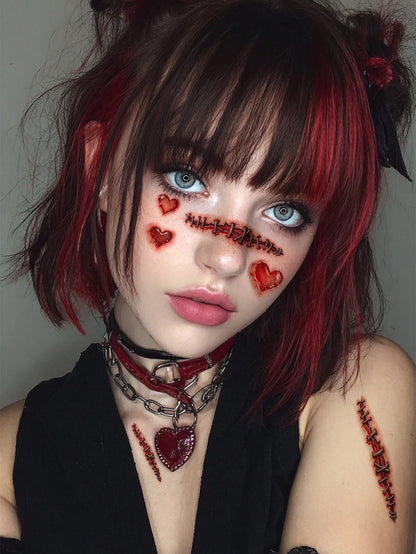 3pcs Halloween Zombie Scar Temporary Tattoos, Realistic Scar & Stitch Patterns, Easy To Use, Suitable For Men And Women Body Art And Decoration, Perfect For Party Decoration And Holiday Celebration