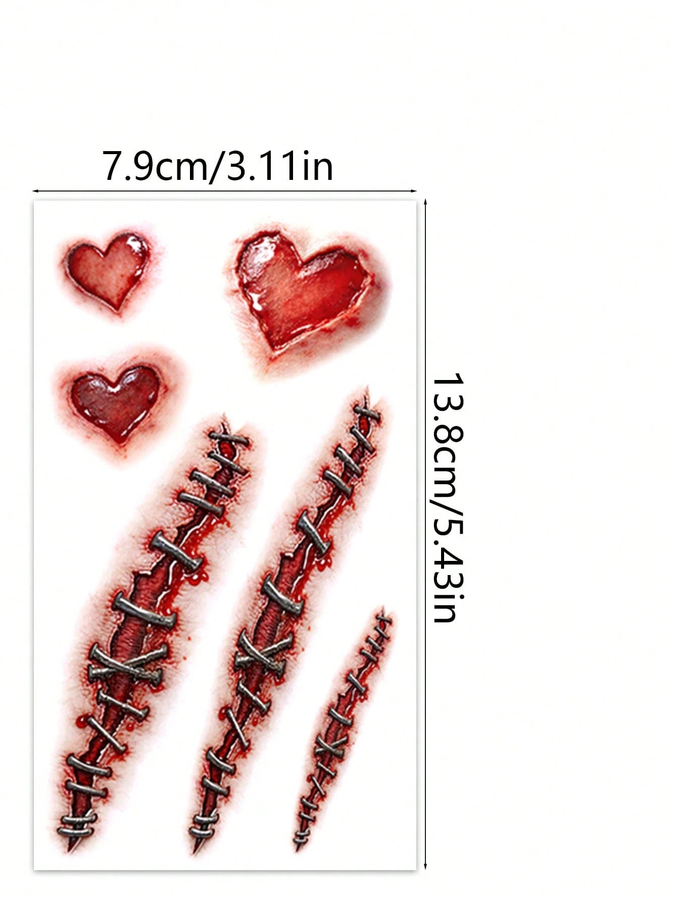 3pcs Halloween Zombie Scar Temporary Tattoos, Realistic Scar & Stitch Patterns, Easy To Use, Suitable For Men And Women Body Art And Decoration, Perfect For Party Decoration And Holiday Celebration