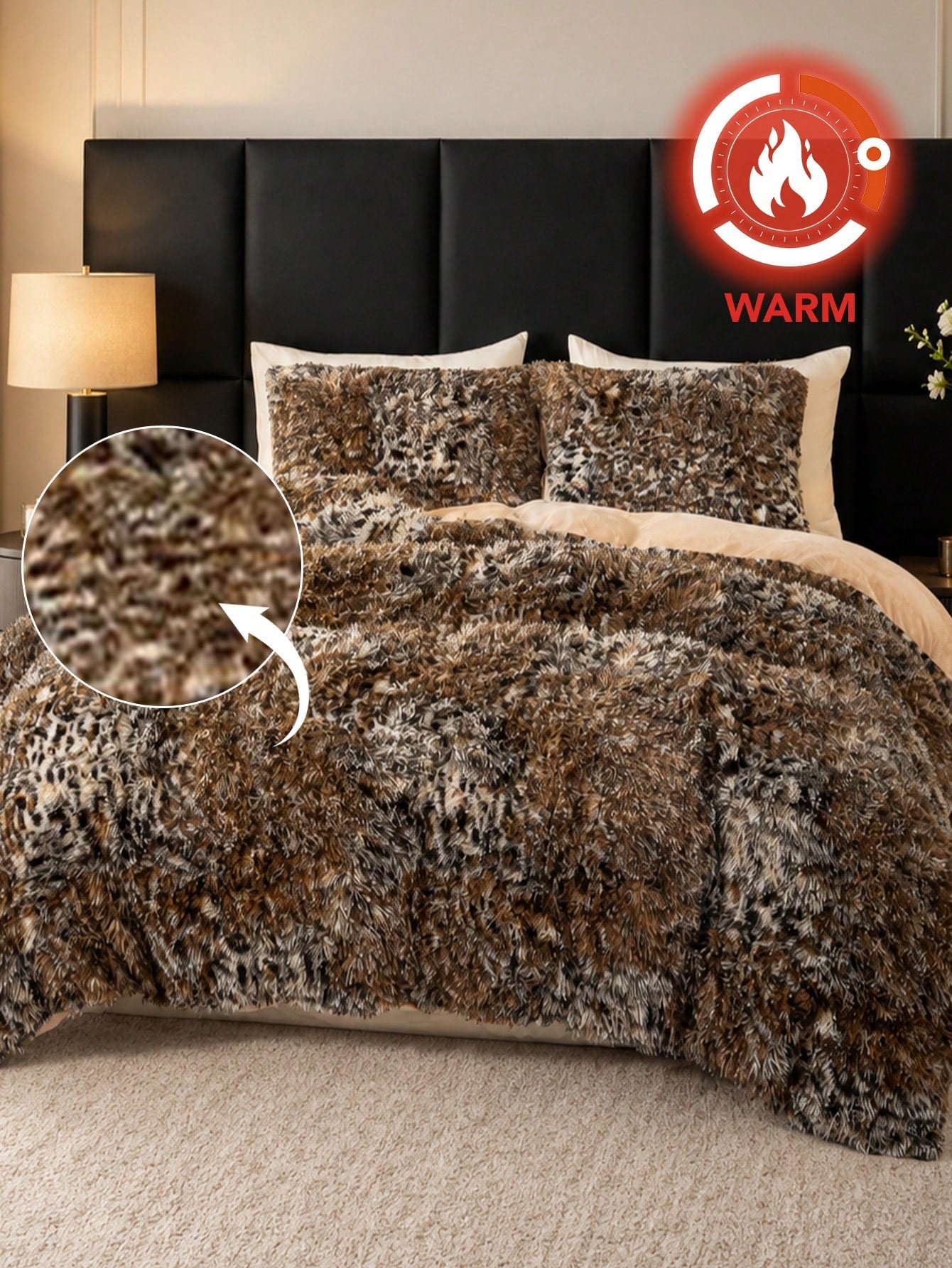 3pcs Leopard Animal Print Plush Duvet Cover Set, Soft Fluffy Shaggy Bedding Set With 2 Pillowcases, Cozy Warm Fuzzy Quilt Cover, Cute Animal Pattern Bedding For Bedroom Dorm Guest Room, King Queen Ful