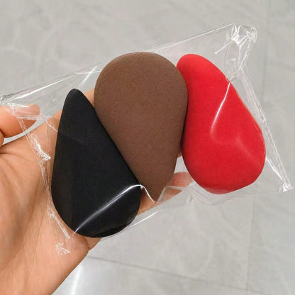 3pcs Makeup Sponges, Latex-Free, Reusable, Wet & Dry Use Teardrop Shape Makeup Sponge, Suitable For Foundation, Highlighter, Loose Powder