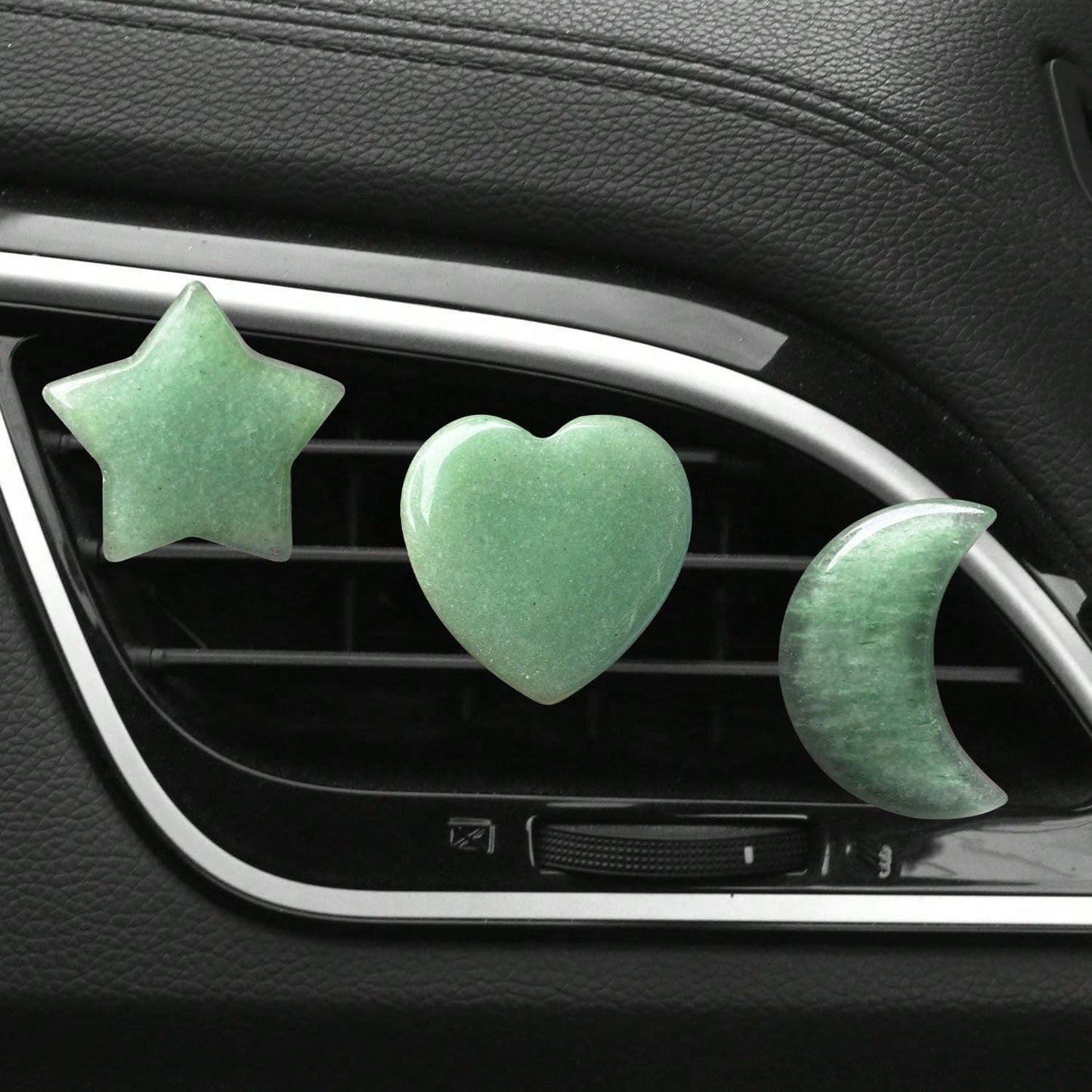 3pcs Natural Crystal Crescent Moon, Star, Heart Shaped Car Air Vent Clip Decor, Natural Stone Decoration Accessories For Car Air Conditioning Outlet