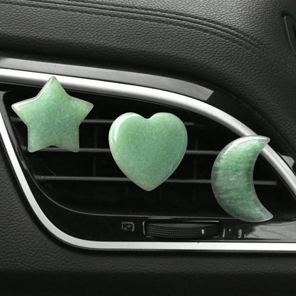 3pcs Natural Crystal Crescent Moon, Star, Heart Shaped Car Air Vent Clip Decor, Natural Stone Decoration Accessories For Car Air Conditioning Outlet