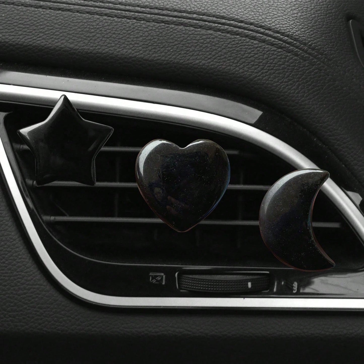 3pcs Natural Crystal Crescent Moon, Star, Heart Shaped Car Air Vent Clip Decor, Natural Stone Decoration Accessories For Car Air Conditioning Outlet