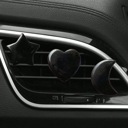 3pcs Natural Crystal Crescent Moon, Star, Heart Shaped Car Air Vent Clip Decor, Natural Stone Decoration Accessories For Car Air Conditioning Outlet