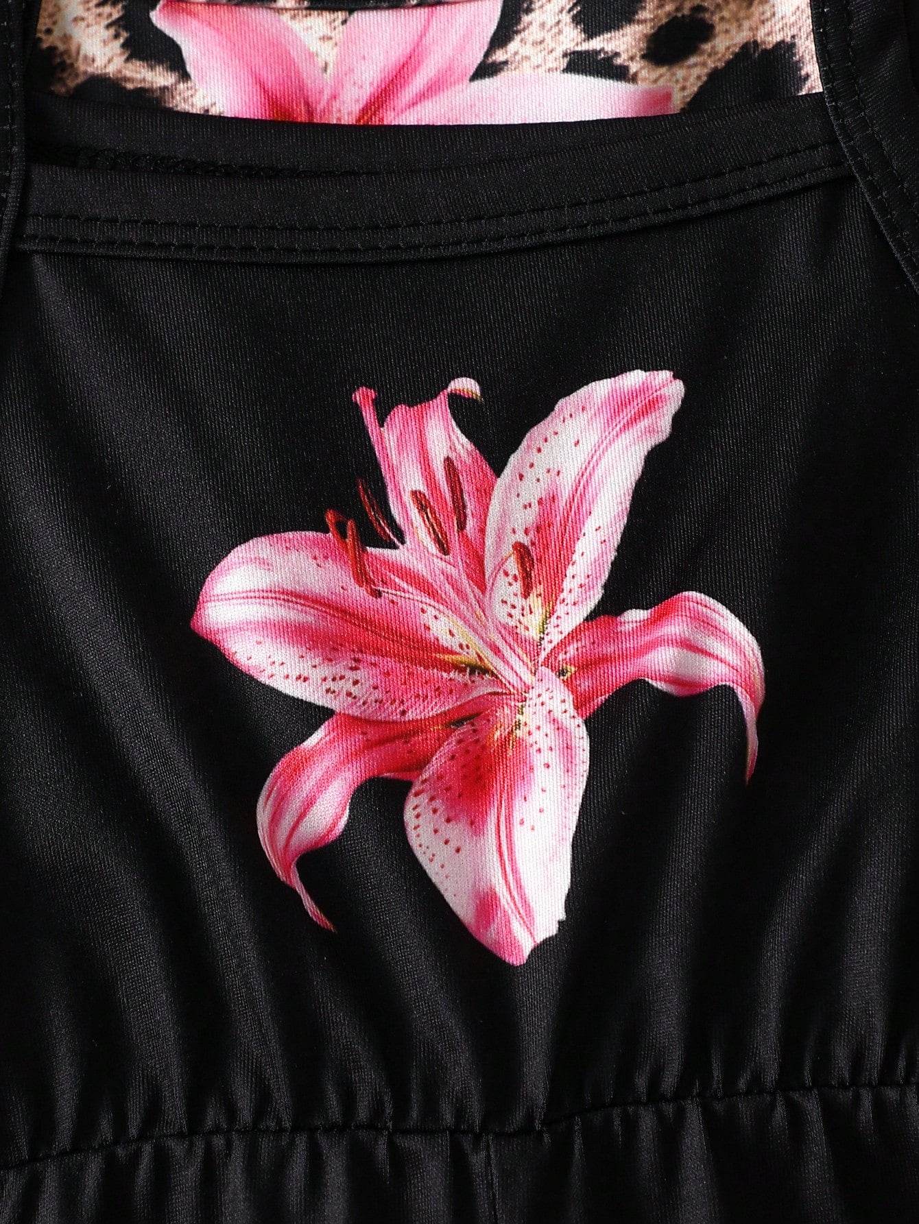 3pcs/Pack Baby Girls' 2026 Summer Cute Pink And Black Hibiscus Floral Strap Soft Round Neck Casual Tropical Versatile Rompers Holiday Beach Vacation