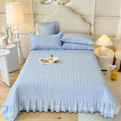 3pcs Princess Style Bedspread Set(1*Bedspread + 2*Pillowcases, Without Core), Suitable For All Seasons And Hand Washable, French Princess Bedspread Set