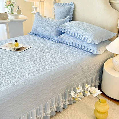 3pcs Princess Style Bedspread Set(1*Bedspread + 2*Pillowcases, Without Core), Suitable For All Seasons And Hand Washable, French Princess Bedspread Set