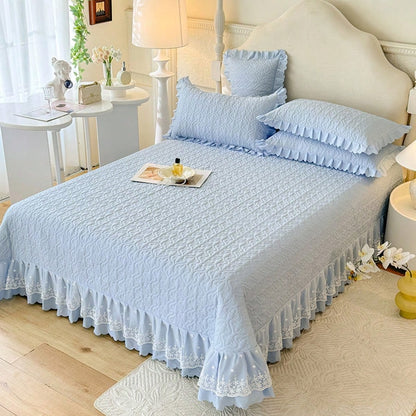 3pcs Princess Style Bedspread Set(1*Bedspread + 2*Pillowcases, Without Core), Suitable For All Seasons And Hand Washable, French Princess Bedspread Set