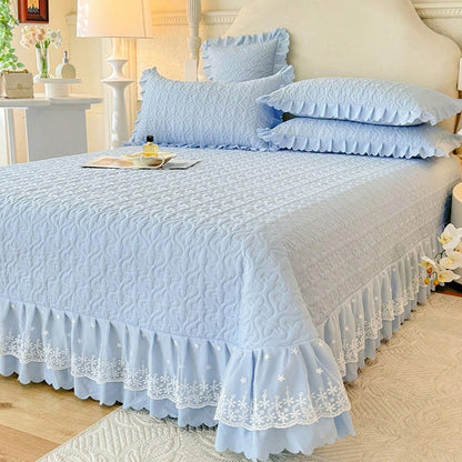 3pcs Princess Style Bedspread Set(1*Bedspread + 2*Pillowcases, Without Core), Suitable For All Seasons And Hand Washable, French Princess Bedspread Set