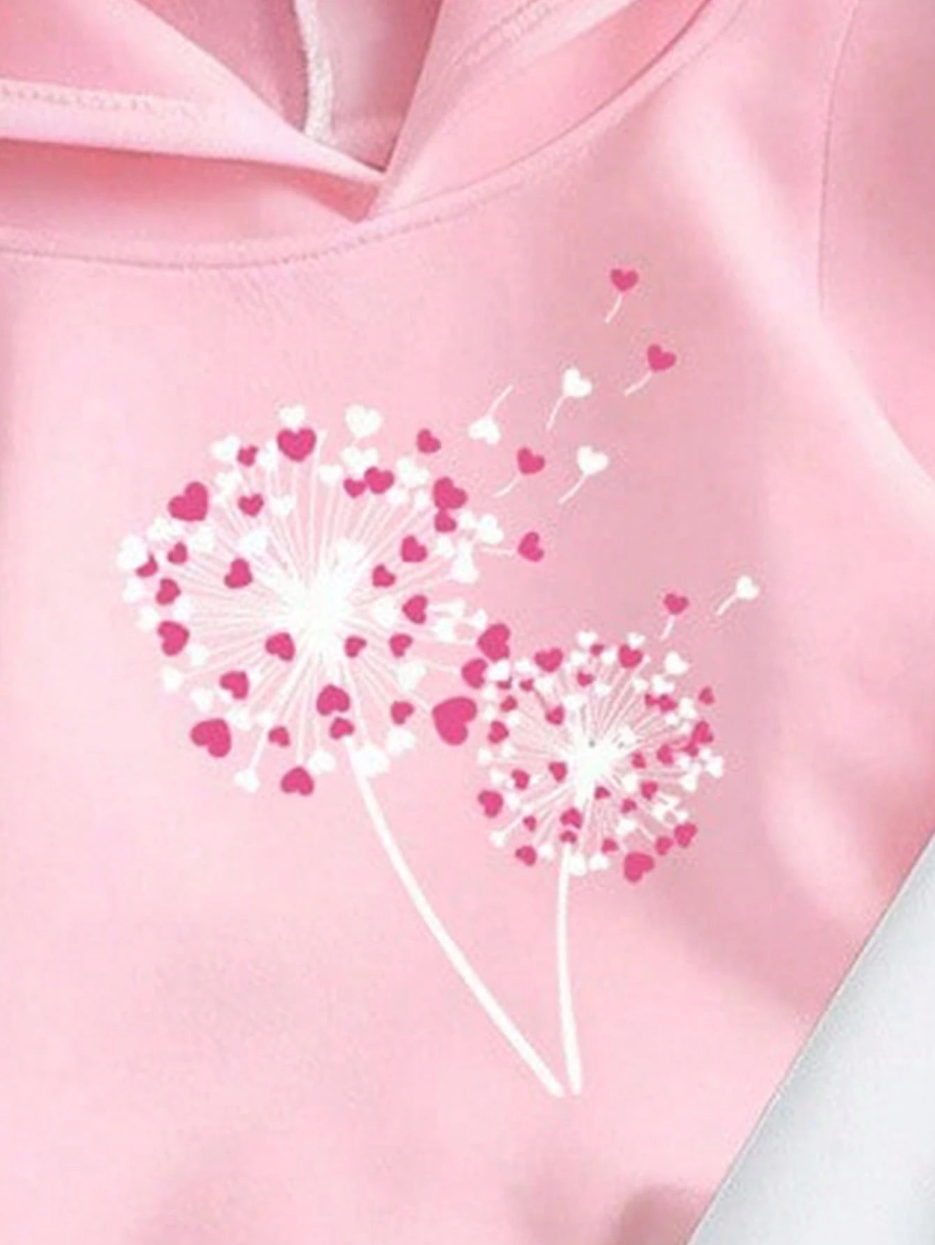 3pcs/Set Baby Girls Fall Clothes,Cute Glitter Heart Dandelion Graphic Hoodie&Sweatpants Outfit,White Autumn Family Matching Pink Black Winter Set