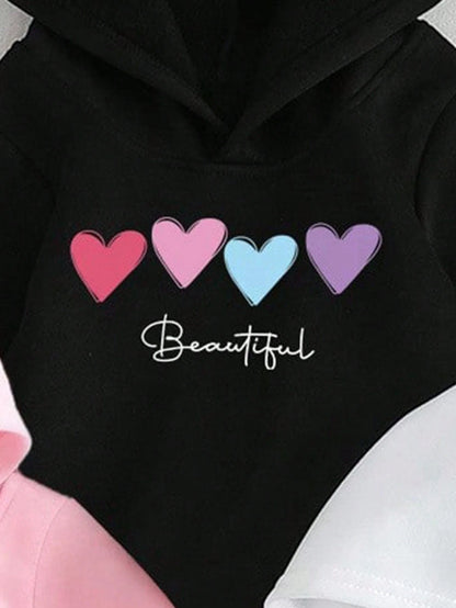 3pcs/Set Baby Girls Fall Clothes,Cute Glitter Heart Dandelion Graphic Hoodie&Sweatpants Outfit,White Autumn Family Matching Pink Black Winter Set