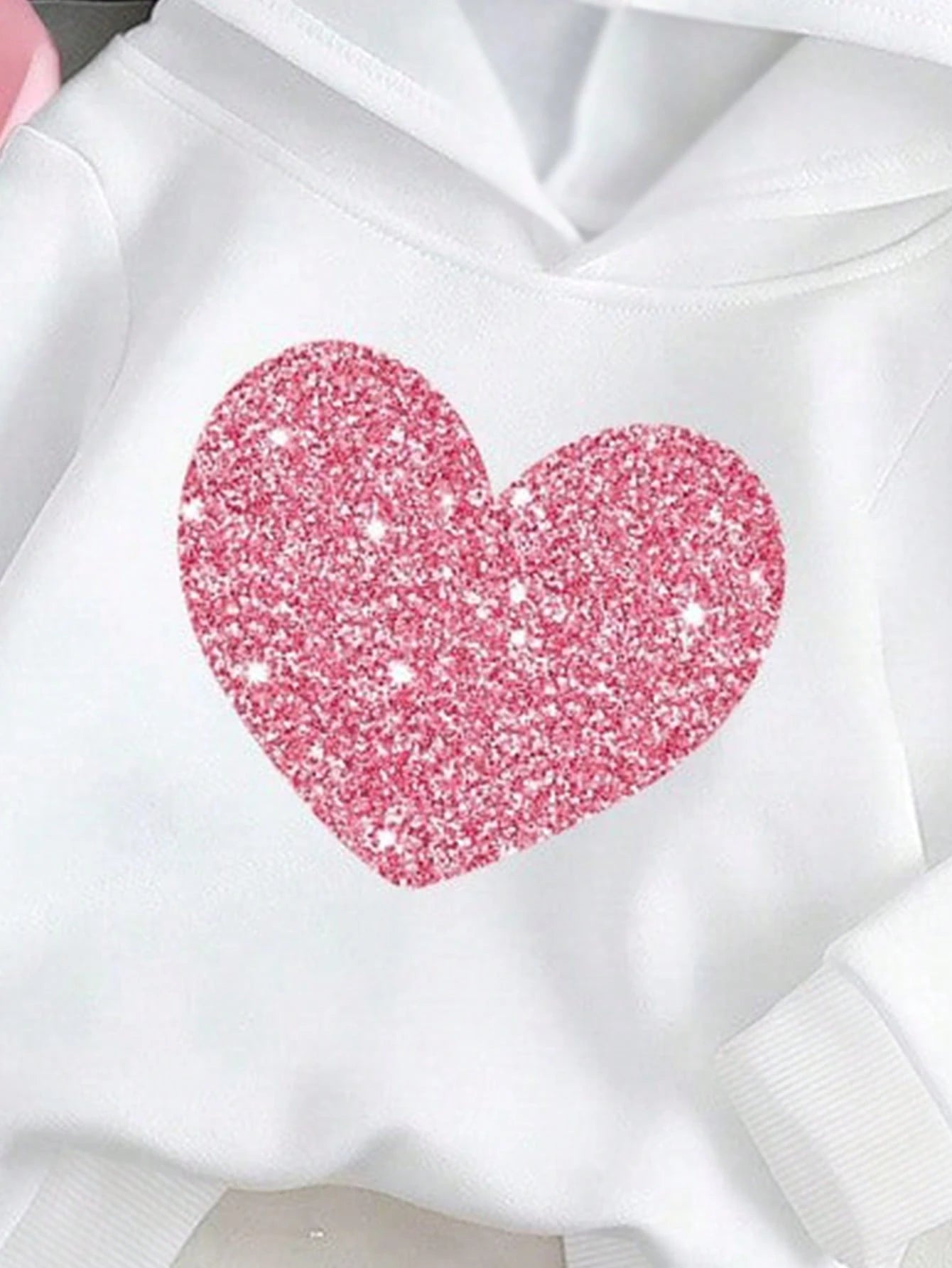 3pcs/Set Baby Girls Fall Clothes,Cute Glitter Heart Dandelion Graphic Hoodie&Sweatpants Outfit,White Autumn Family Matching Pink Black Winter Set