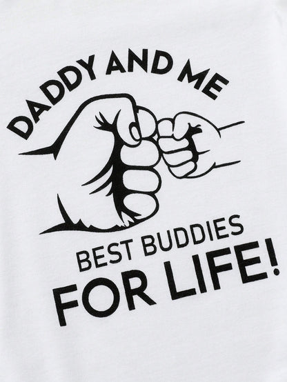 3pcs/Set Casual Cute Baby Boy Outfit, Soft Breathable Bodysuit Set With Letter & Gesture Graphics, Drawstring, Pants And Hat, Suitable For Casual, Daily, Vacation, Party