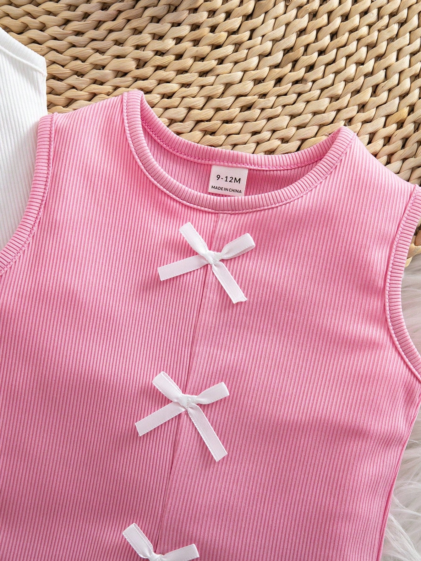3pcs/Set Girls Sweet Stylish Casual 3D Bow Dopamine Versatile Knit Sleeveless Tank Tops