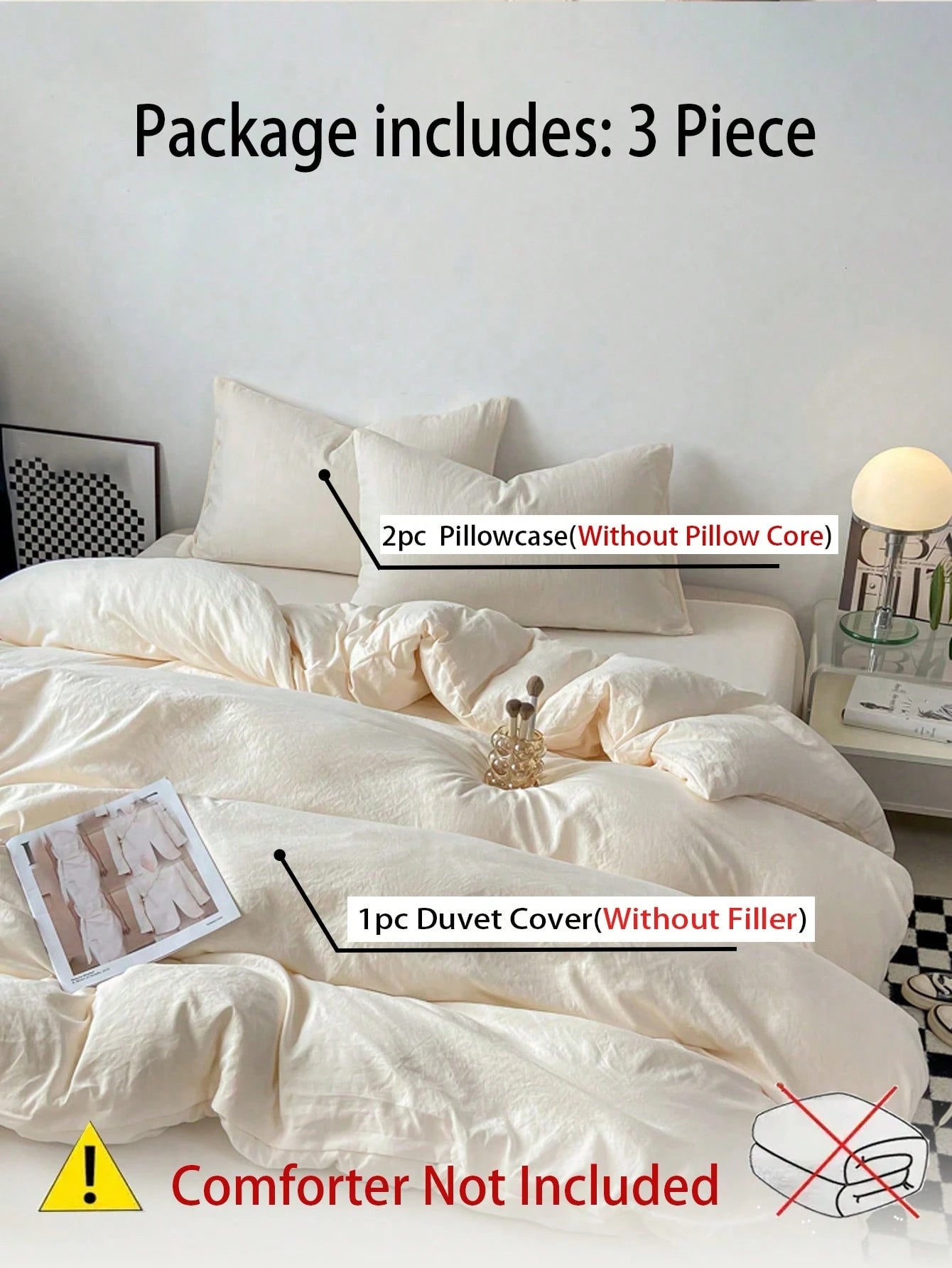 3pcs Soft & Comfortable Duvet Cover Set (1*Duvet Cover, 2*Pillow Shams), Suitable For Bedroom & Guest Room