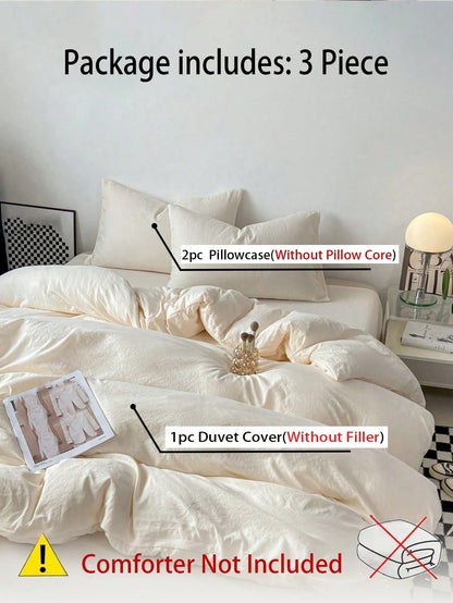 3pcs Soft & Comfortable Duvet Cover Set (1*Duvet Cover, 2*Pillow Shams), Suitable For Bedroom & Guest Room