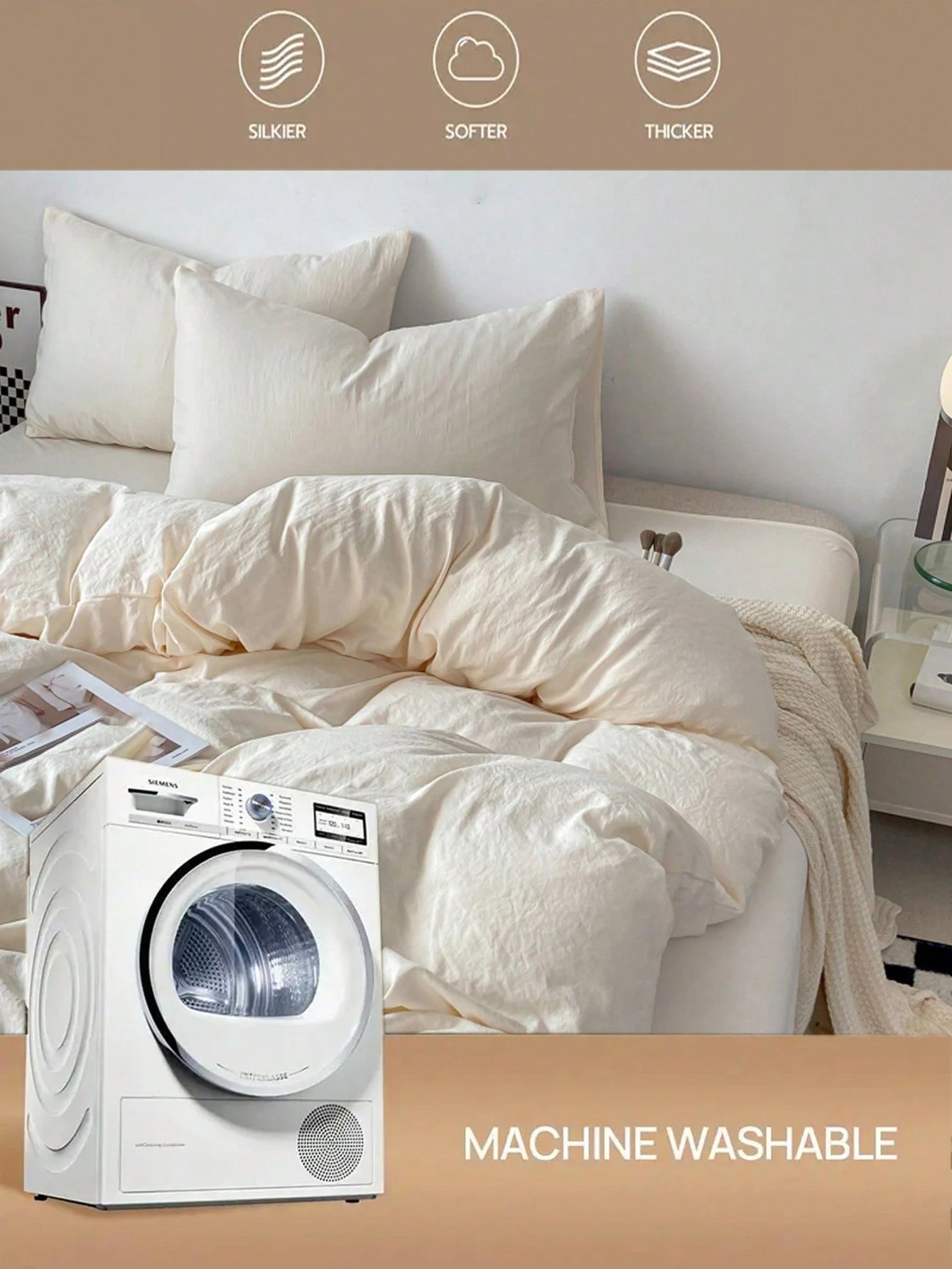3pcs Soft & Comfortable Duvet Cover Set (1*Duvet Cover, 2*Pillow Shams), Suitable For Bedroom & Guest Room