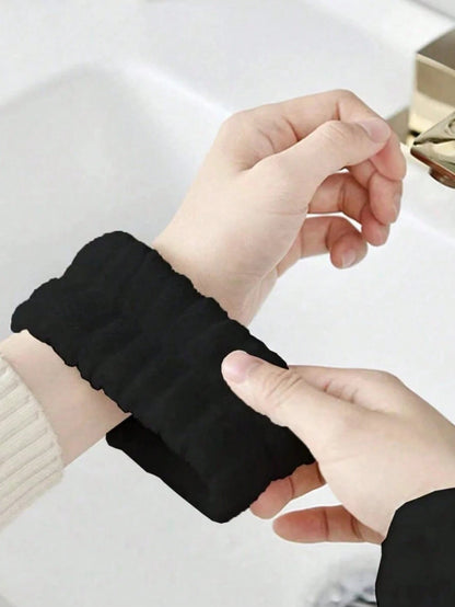 3pcs Solid Bath Headband & Bath Wrist Band Set Home Bathroom Decor Fall Decor Back To School Hair Accessories