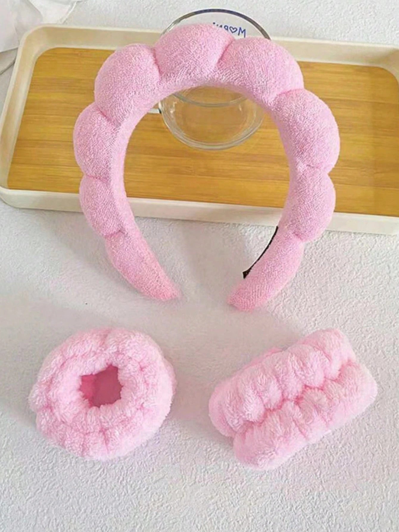 3pcs Solid Bath Headband & Bath Wrist Band Set Home Bathroom Decor Fall Decor Back To School Hair Accessories