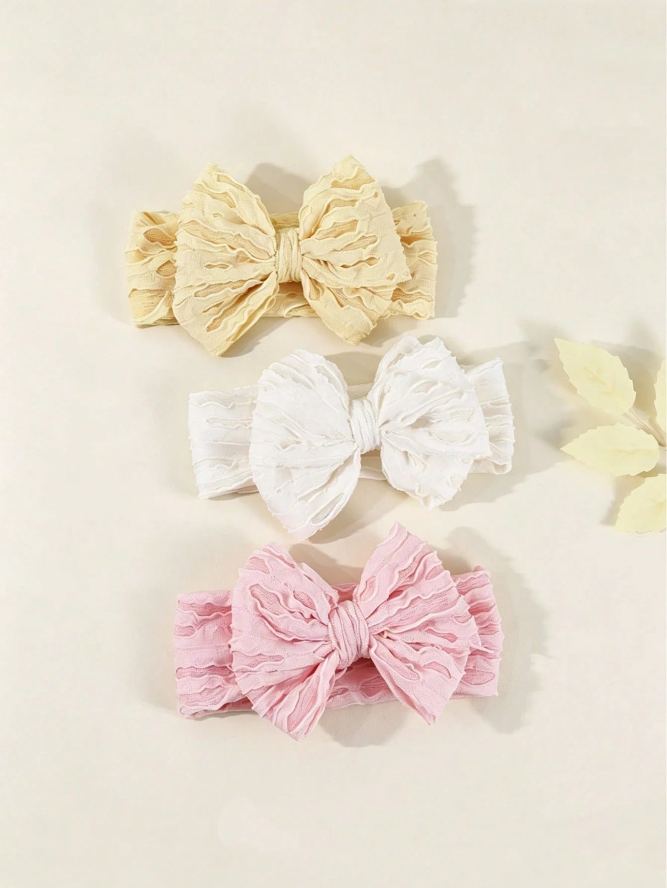 3pcs Solid Color Hollow Bow Newborn Headband Set, Cute Soft Elastic Princess Headband For Photo Props, Gift, Girls Hair Accessories