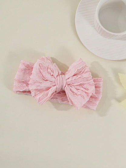 3pcs Solid Color Hollow Bow Newborn Headband Set, Cute Soft Elastic Princess Headband For Photo Props, Gift, Girls Hair Accessories