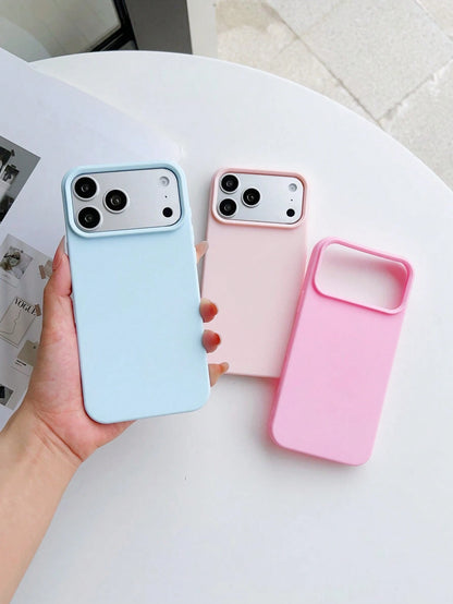 3pcs Solid Color Soft Silicone Large Hole Full Coverage Straight Edge Phone Case, Apple Smartphone Protective Cover, Cute Dopamine Color Phone Case, Compatible With IPhone16promax 16 16plus 16pro 15 1