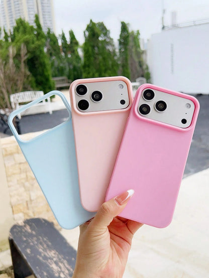 3pcs Solid Color Soft Silicone Large Hole Full Coverage Straight Edge Phone Case, Apple Smartphone Protective Cover, Cute Dopamine Color Phone Case, Compatible With IPhone16promax 16 16plus 16pro 15 1