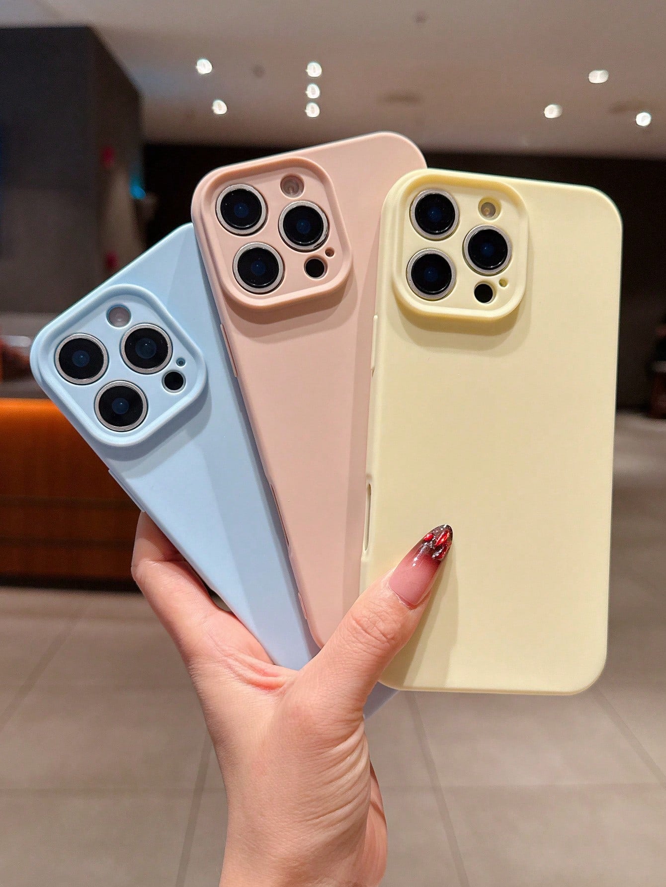 3pcs Solid Color Soft Silicone Large Hole Full Coverage Straight Edge Phone Case, Apple Smartphone Protective Cover, Cute Dopamine Color Phone Case, Compatible With IPhone16promax 16 16plus 16pro 15 1