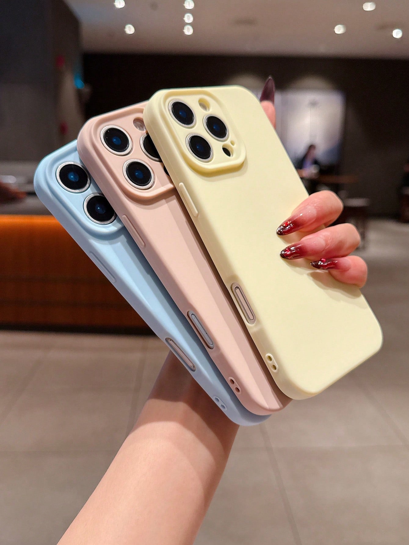 3pcs Solid Color Soft Silicone Large Hole Full Coverage Straight Edge Phone Case, Apple Smartphone Protective Cover, Cute Dopamine Color Phone Case, Compatible With IPhone16promax 16 16plus 16pro 15 1
