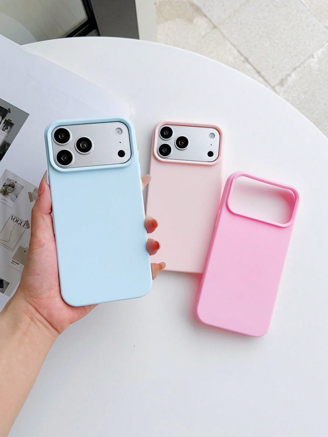 3pcs Solid Color Soft Silicone Large Hole Full Coverage Straight Edge Phone Case, Apple Smartphone Protective Cover, Cute Dopamine Color Phone Case, Compatible With IPhone16promax 16 16plus 16pro 15 1