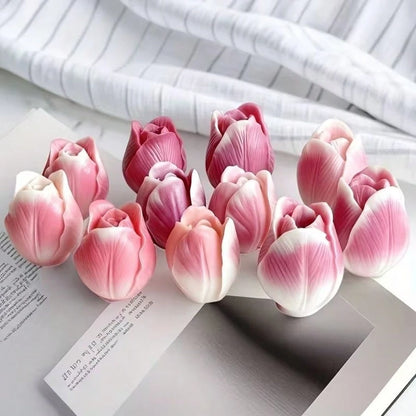 3pcs Tulip 3D Floral Silicone Mold Set- Handmade Candle, Soap, Resin Clay, Plaster Casting Molds For Home Decor, Great For Birthday, Valentine's Day, Mother's Day, Christmas, Wedding Gifts, Candle Ma