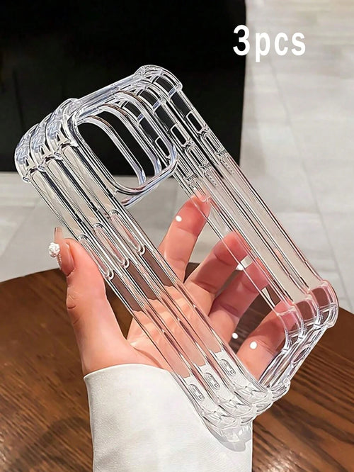 3PCS Value Pack, Minimalist Transparent Large Hole Phone Case With 4-Corner Airbag Anti-Drop, Compatible With IPhone 17/17pro/17promax/IPhone11/12/13/14/15/16/16promax/13pro/14pro/15pro, Comfortable S