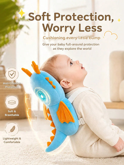 3rd Generation Upgraded: Baby Head Protection Backpack- Designed With White Edelweiss Dragon And Ocean Blue Dragon Patterns. This Anti-Fall Cushion Is Very Suitable For Toddlers Who Are Learning To W