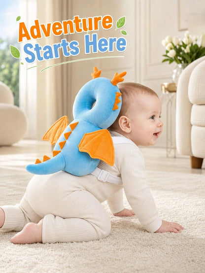 3rd Generation Upgraded: Baby Head Protection Backpack- Designed With White Edelweiss Dragon And Ocean Blue Dragon Patterns. This Anti-Fall Cushion Is Very Suitable For Toddlers Who Are Learning To W