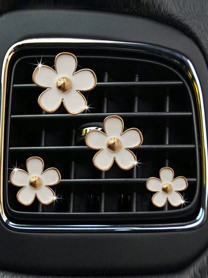 4/8/12pcs Alloy Mini Daisy Clips, Car Air Vent Fragrance Decor, Auto Interior Accessories