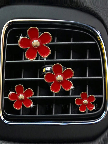 4/8/12pcs Alloy Mini Daisy Clips, Car Air Vent Fragrance Decor, Auto Interior Accessories