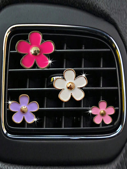 4/8/12pcs Alloy Mini Daisy Clips, Car Air Vent Fragrance Decor, Auto Interior Accessories