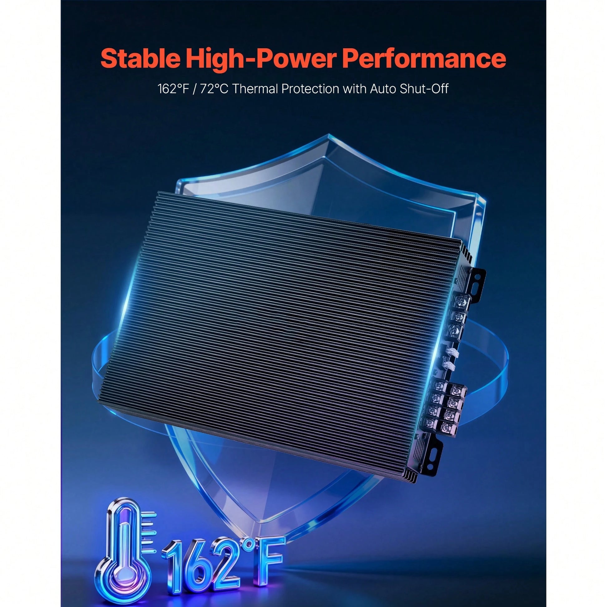 4 Channel Car Audio Amplifier 2 Ohm Stable Bridgeable Class A/B Full Range Amp Max Power 4 X 200W @ 4 Ohm/ 4 X 400W @ 2 Ohm For Car SUV Truck Off-Road