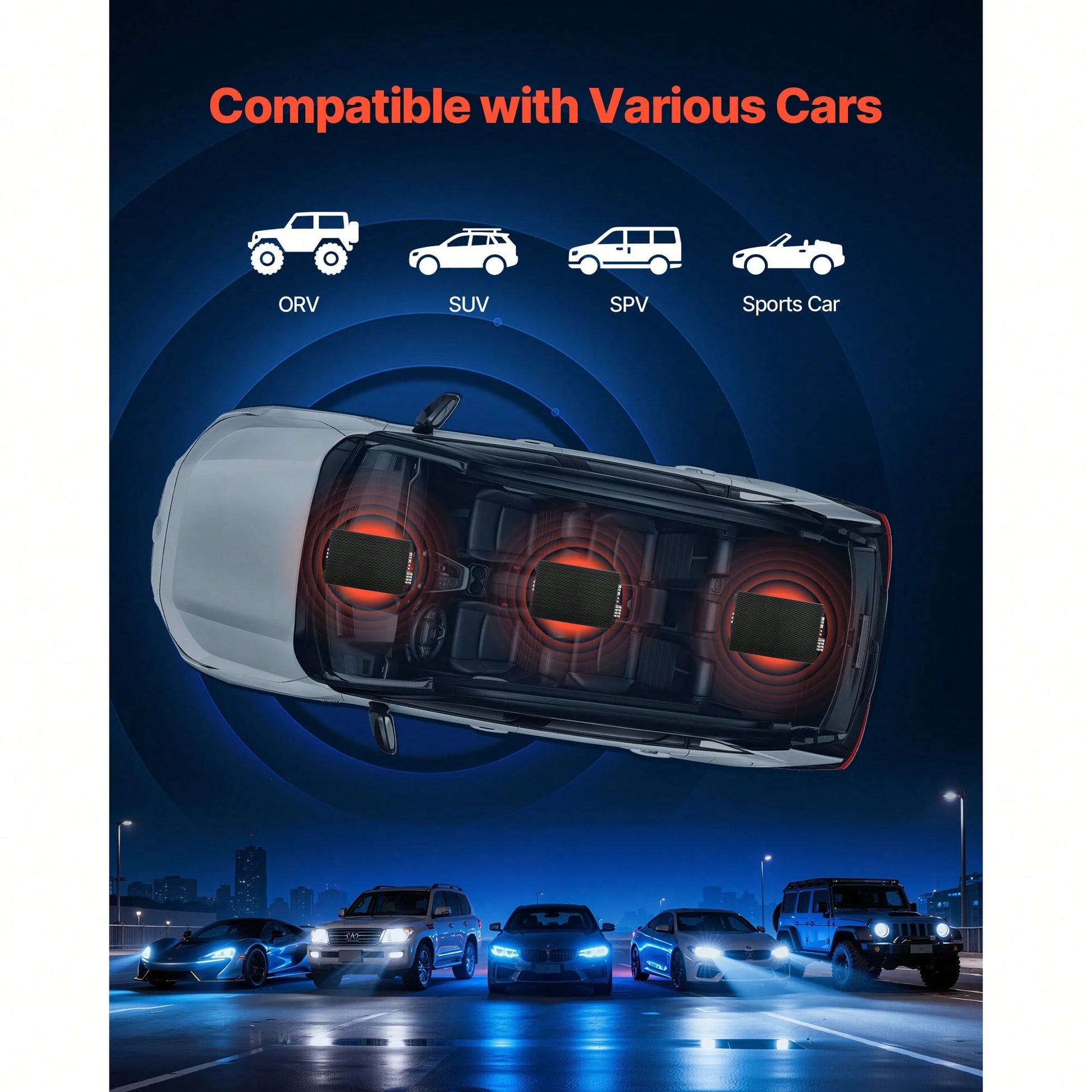 4 Channel Car Audio Amplifier 2 Ohm Stable Bridgeable Class A/B Full Range Amp Max Power 4 X 200W @ 4 Ohm/ 4 X 400W @ 2 Ohm For Car SUV Truck Off-Road