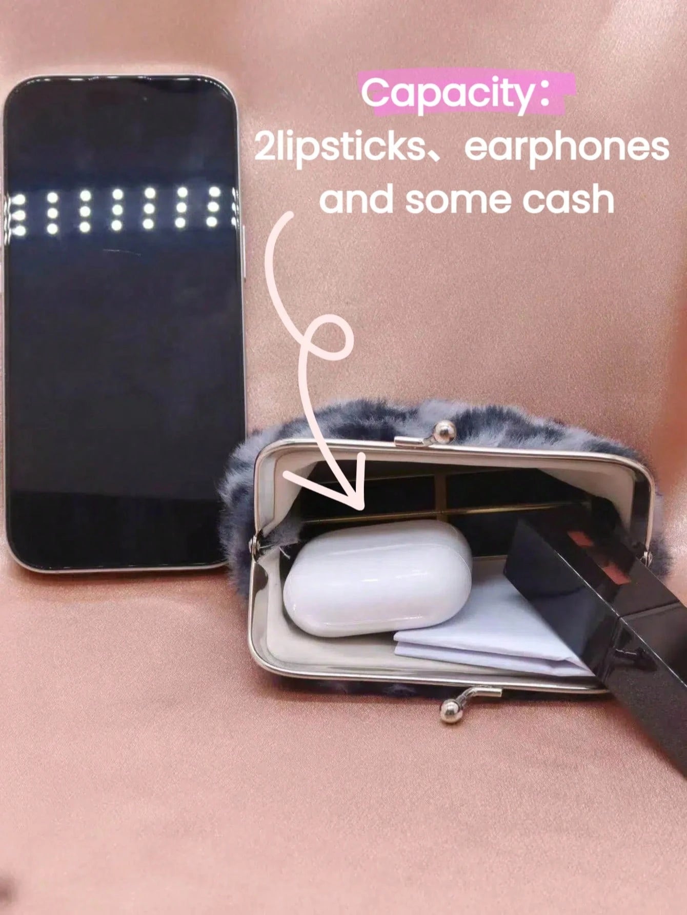 4-Inch Fashionable Leopard Print Plush Silver Metal Clip Coin Purse, Waterproof Leopard Print Card Holder, Available In Black, Burgundy, Brown, Purple, White And Other Colors, Can Hold Bank Cards, Cre