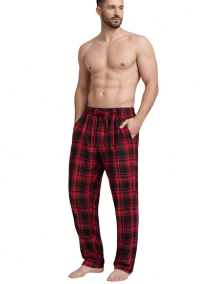 (4 Pack) Men's Cotton Knit Flannel Plaid Lounge Pajama Pants