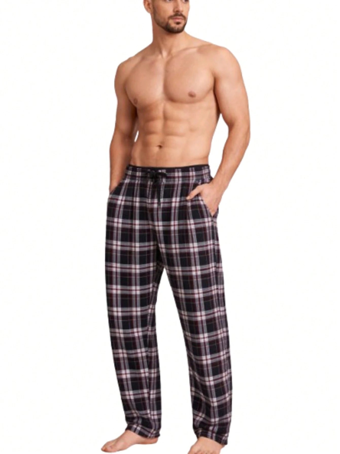 (4 Pack) Men's Cotton Knit Flannel Plaid Lounge Pajama Pants
