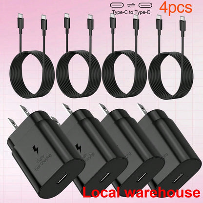4-Pack Phone Chargers (): Type C Charger Wall Charger & 4ft Cable Set – Super Fast Charging For Galaxy S25 Ultra/S24 Ultra/Note Series| Quick Ship Items High Output Power