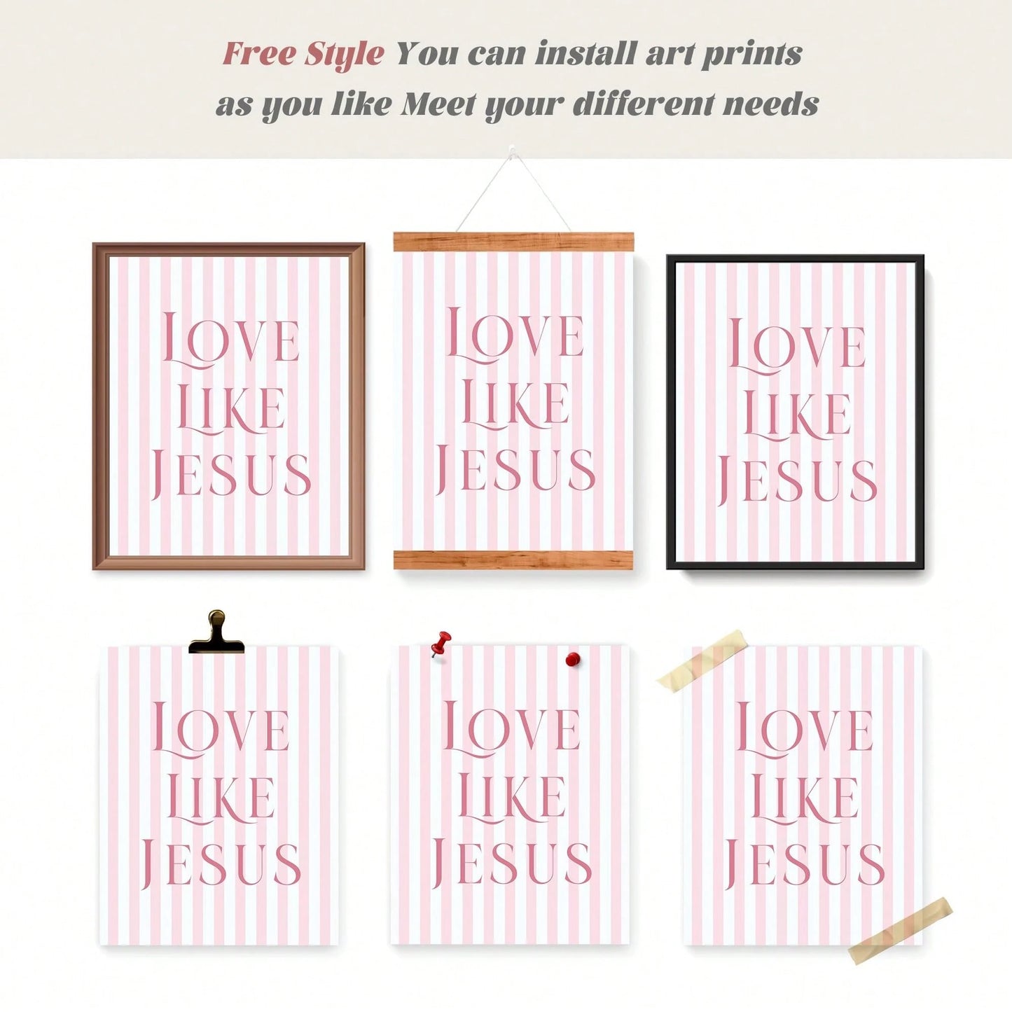 4-Piece Pink Bow Christian Room Bedroom Bathroom Dorm Wall Art Decor Aesthetic For Nursery Decor Watercolor Art Canvas Print Decorative Poster Suitable For Girl Bedrooms Living Rooms College Apartment