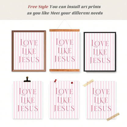 4-Piece Pink Bow Christian Room Bedroom Bathroom Dorm Wall Art Decor Aesthetic For Nursery Decor Watercolor Art Canvas Print Decorative Poster Suitable For Girl Bedrooms Living Rooms College Apartment