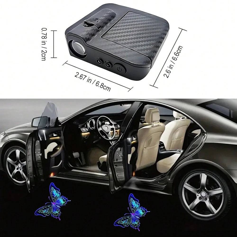 4-Piece/Set Butterfly Car Door Welcome LED Projector- Battery Powered, Easy To Install, Car Decorative Light| Decorative 3D Blue Butterfly Door Sign Light