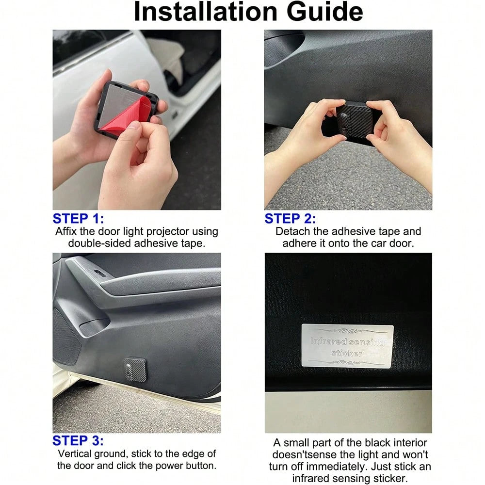 4-Piece/Set Butterfly Car Door Welcome LED Projector- Battery Powered, Easy To Install, Car Decorative Light| Decorative 3D Blue Butterfly Door Sign Light