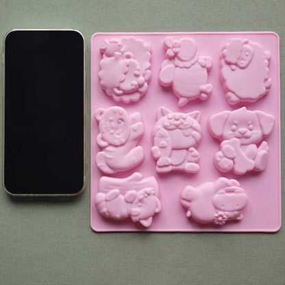 4 Sets Of Pink Animal Silicone Molds, Suitable For Making Sculptures, Soaps, Candles, Jewelry, DIY Crafts, And Home Decoration Items.