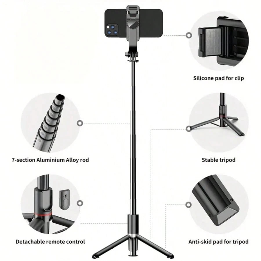 40-Inch Retractable Selfie Stick – Professional Floor Tripod For Live Streaming, With Wireless Remote, 360° Rotation, Stable Anti-Shake Design. Ideal For Travel Vlogs & Outdoor Live Streaming. Compati