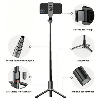 40-Inch Retractable Selfie Stick – Professional Floor Tripod For Live Streaming, With Wireless Remote, 360° Rotation, Stable Anti-Shake Design. Ideal For Travel Vlogs & Outdoor Live Streaming. Compati